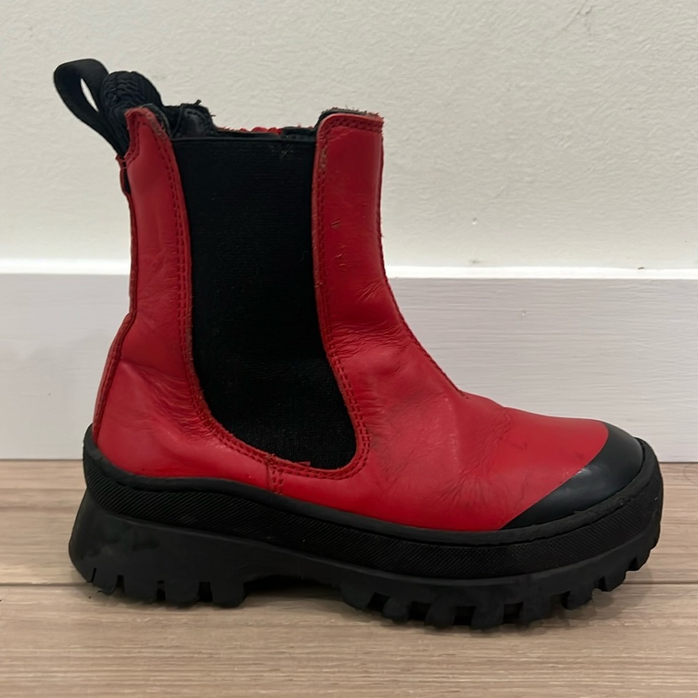 MARNI Kids Red Leather Chelsea Boots
